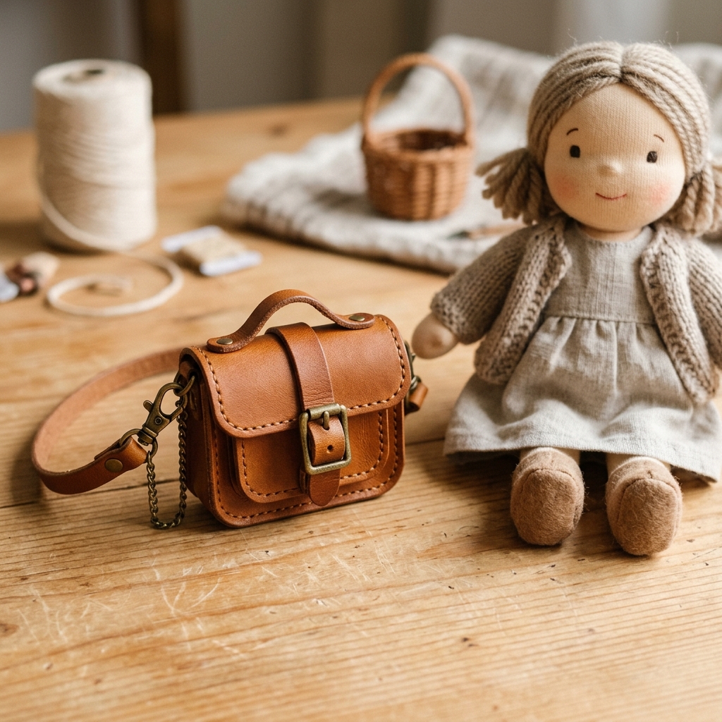 Main view of the Artisan Doll Satchel in a warm vintage leather tone